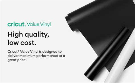 Cricut Volume Vinyl Black 12In x 35ft; 1 roll 12 in x 35 ft (30.5 cm x 10.6 m); Quality product at an affordable price; Matte finish; Dishwasher friendly; Permanent yet removes without residue; Frustration-free plastic PET backer; 100% Vinyl, no Transfer Tape as filler; No harmful chemicals or additives; Optimized for Cricut cutting machines